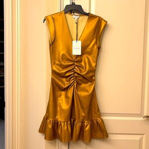 S’edge - Danielle Dress born and designed in Atlanta. XS, gold, faux leather.
